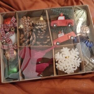 Holiday Ornament Set with Red and Gold Accents